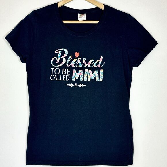 Blessed to be Called Mimi T-shirt Size large Fitted Tee Floral Wording Women’s‎ - Picture 1 of 4